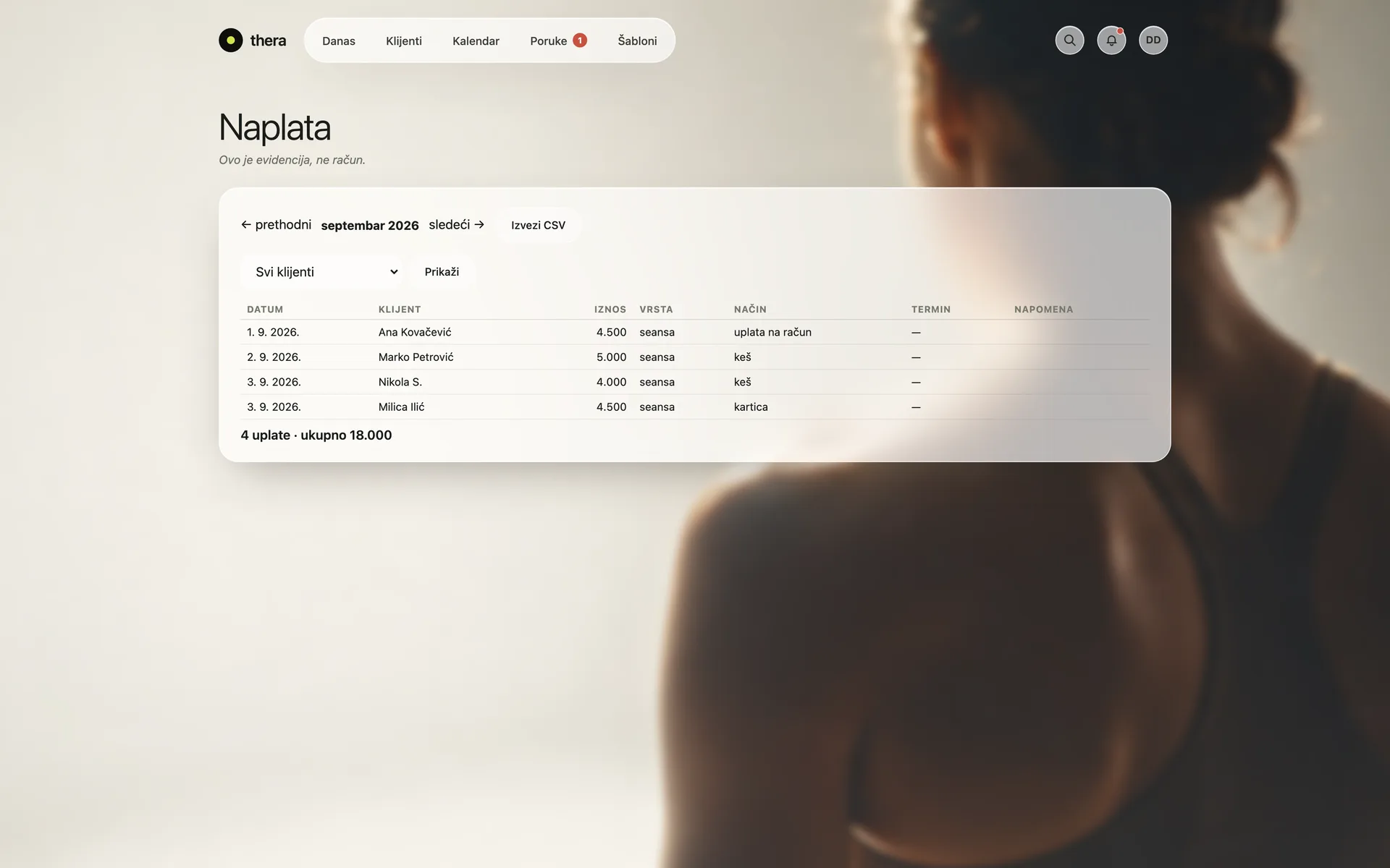 The billing ledger in thera