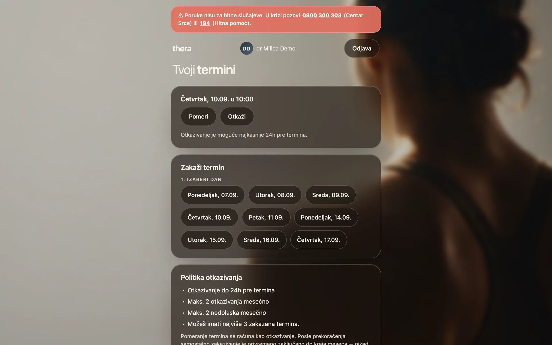The client portal in thera