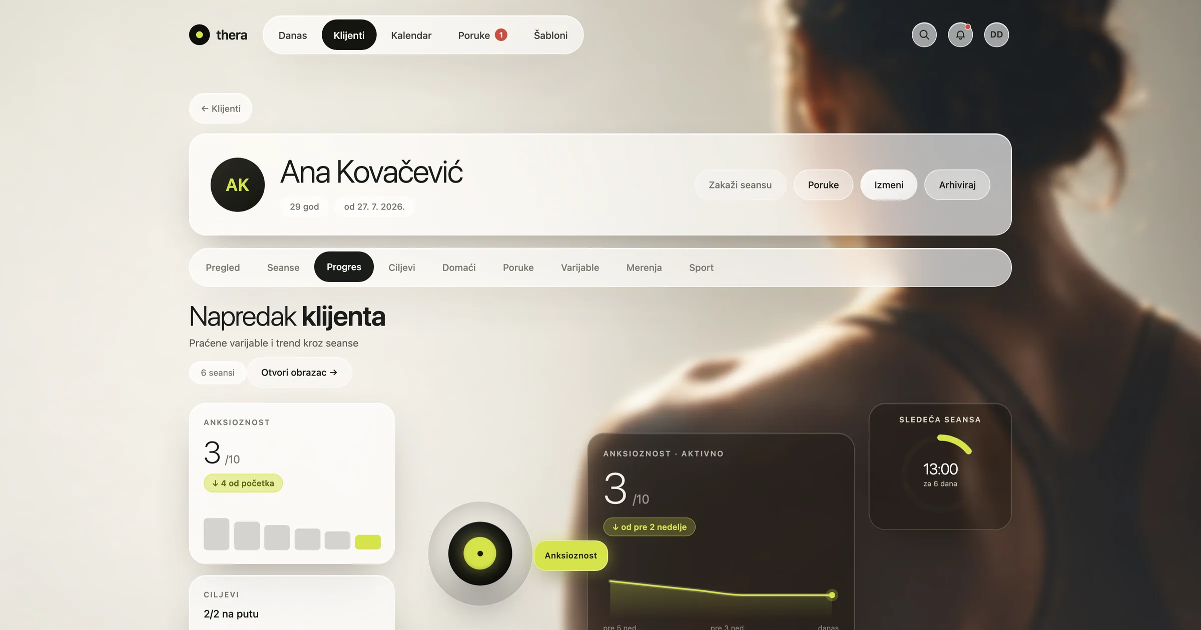 Client progress view in thera